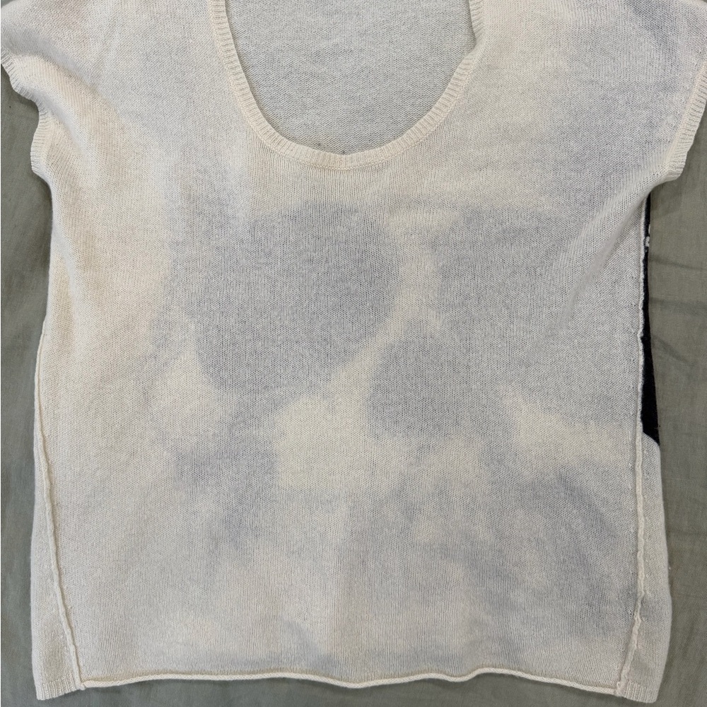 Skull Cashmere Cream Scoop Neck Sweater